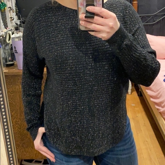 Black Dressy Shimmery Boxy Fit Sweater EUC - Picture 1 of 9